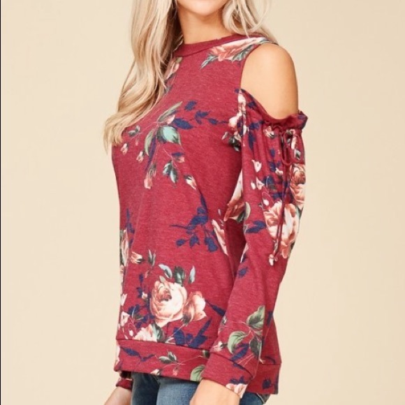 💎Last One💎 Cold Shoulder Floral Print Top - Picture 2 of 4